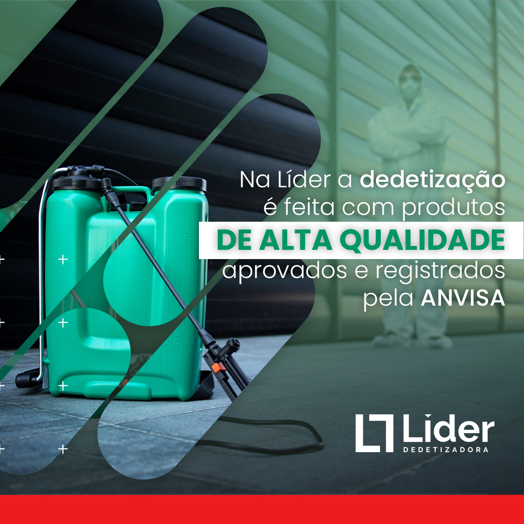 Na Líder a dedetização é feita com produtos de alta qualidade aprovados e registrados pela ANVISA. Leia a notícia Líder Dedetizadora!