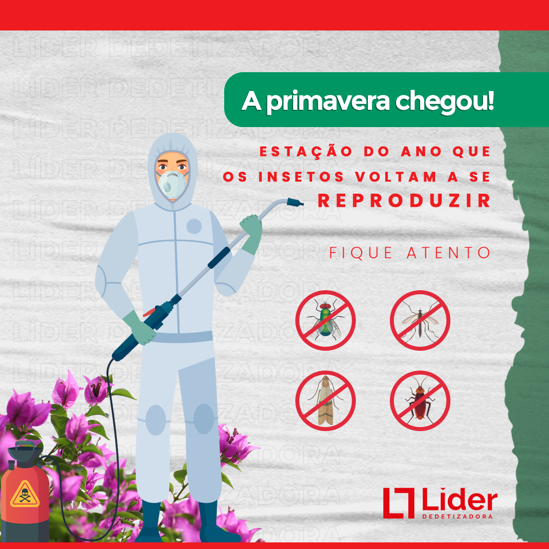 A primavera chegou! A estação do ano que os insetos voltam a se reproduzir, fique atento! Leia a notícia Líder Dedetizadora!